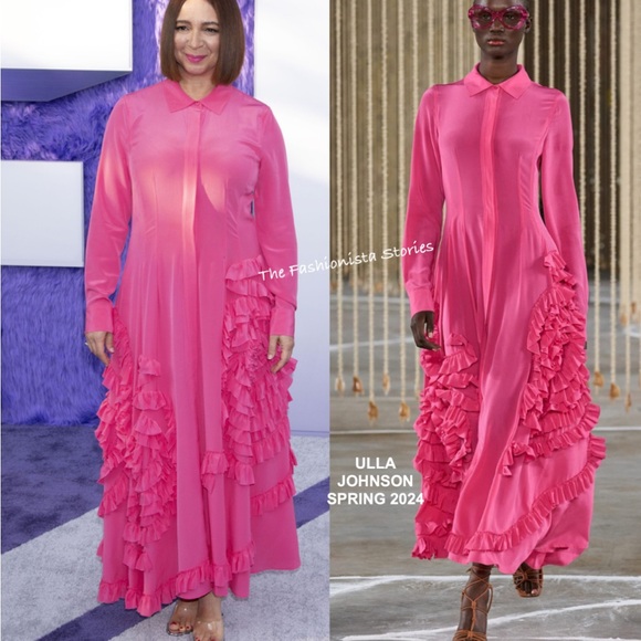 Ulla Johnson Vibrant Pink Ruffle Maxi Dress - Picture 2 of 13